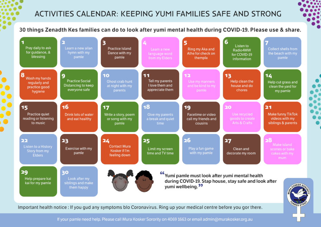 30-Day Wellbeing Calendar Torres Strait